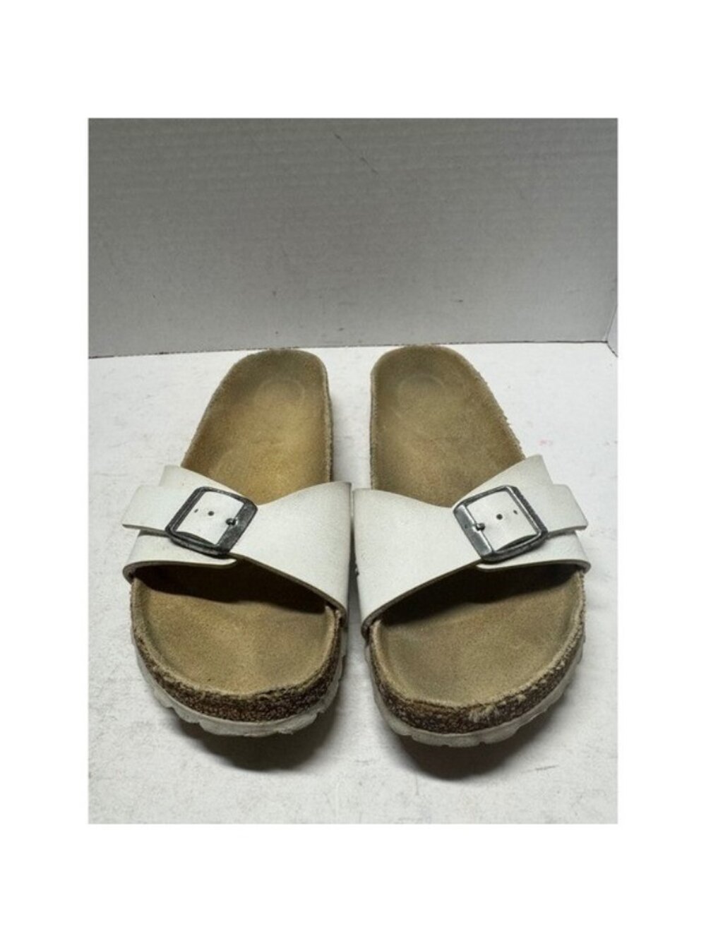 Birkenstock Madrid White Birko-Flor Single Strap Slide Sandals Size 36 6